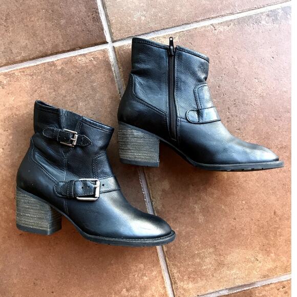 Matisse Distressed Black Leather Moto Style Heeled Booties size 7.5 - Picture 16 of 16